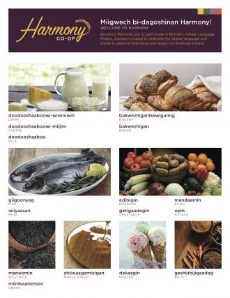 Harmony Food Co-op Objibwe product guide