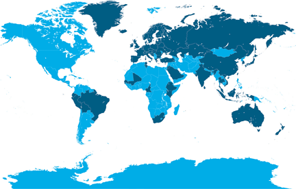 Dark blue indicates nations that require GMO labeling. Map content adapted from the Center for Food Safety. Dark blue indicates nations that require GMO labeling. Map content adapted from