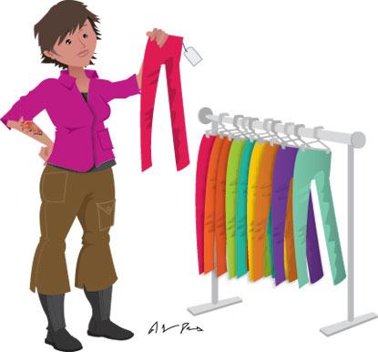 woman looking at a small pair of pants